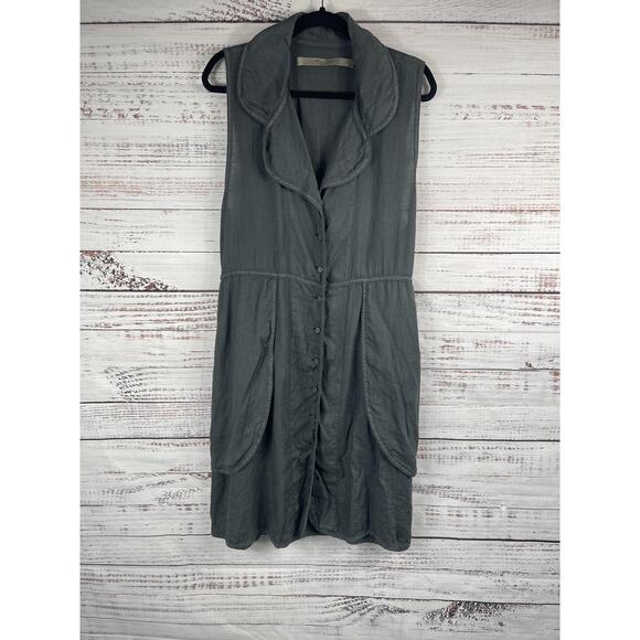 Cynthia Ashby Dresses & Skirts - Cynthia Ashby Dress Women's SZ S Linen Sleeveless Button Front Pockets Tie USA